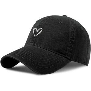 Vintage Heart Baseball Cap Women Men Adjustable Cotton Low Profile Dad Hat